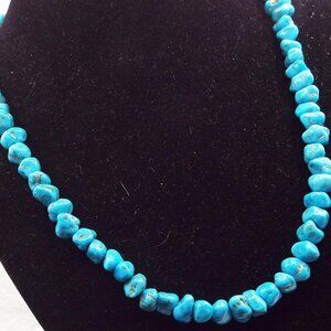 KINGMAN TURQUOISE STONES STERLING FITTINGS "SURFER'S BEACH BREAK" NECKLACE 53